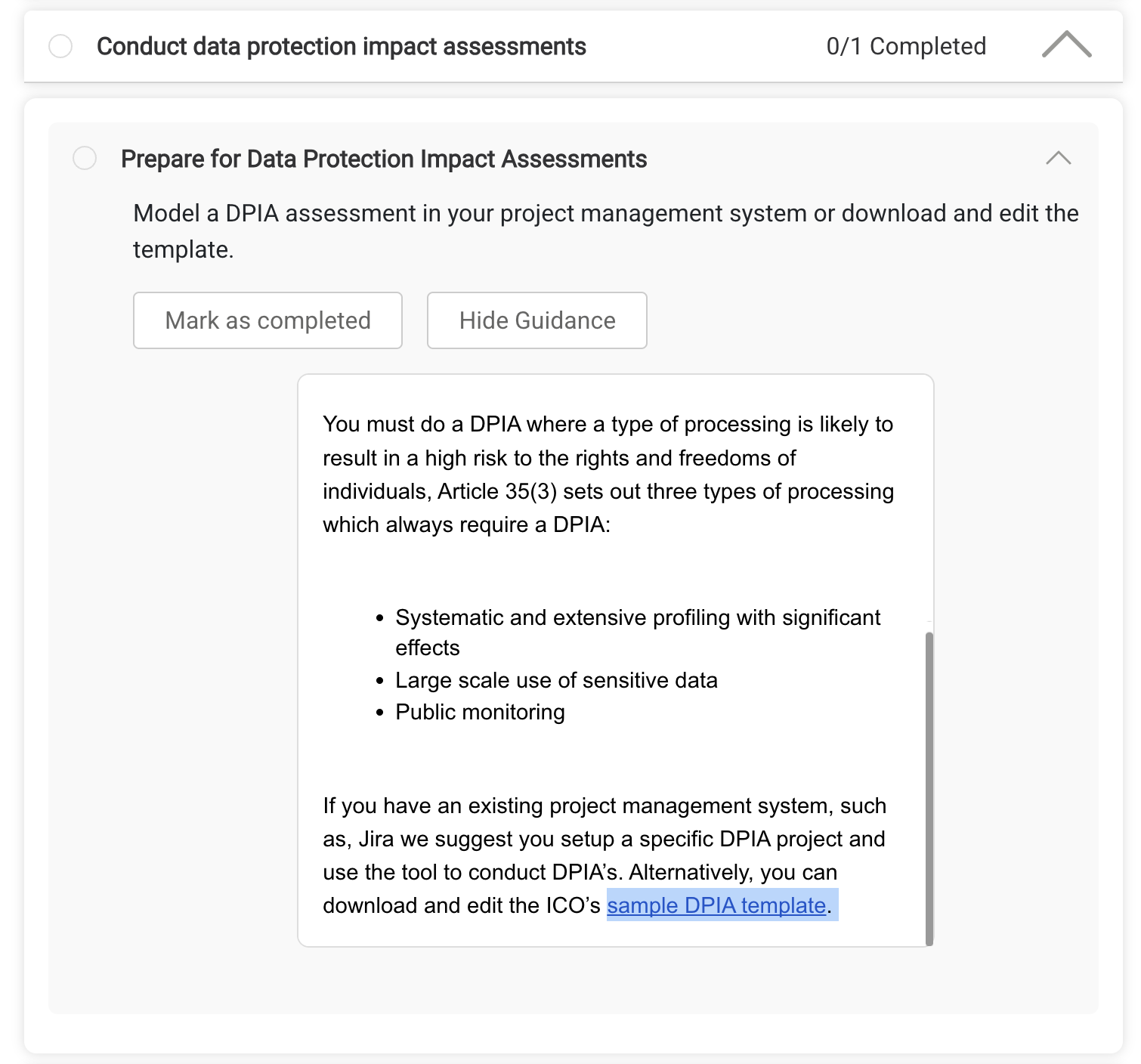 Where can I find a DPIA template?